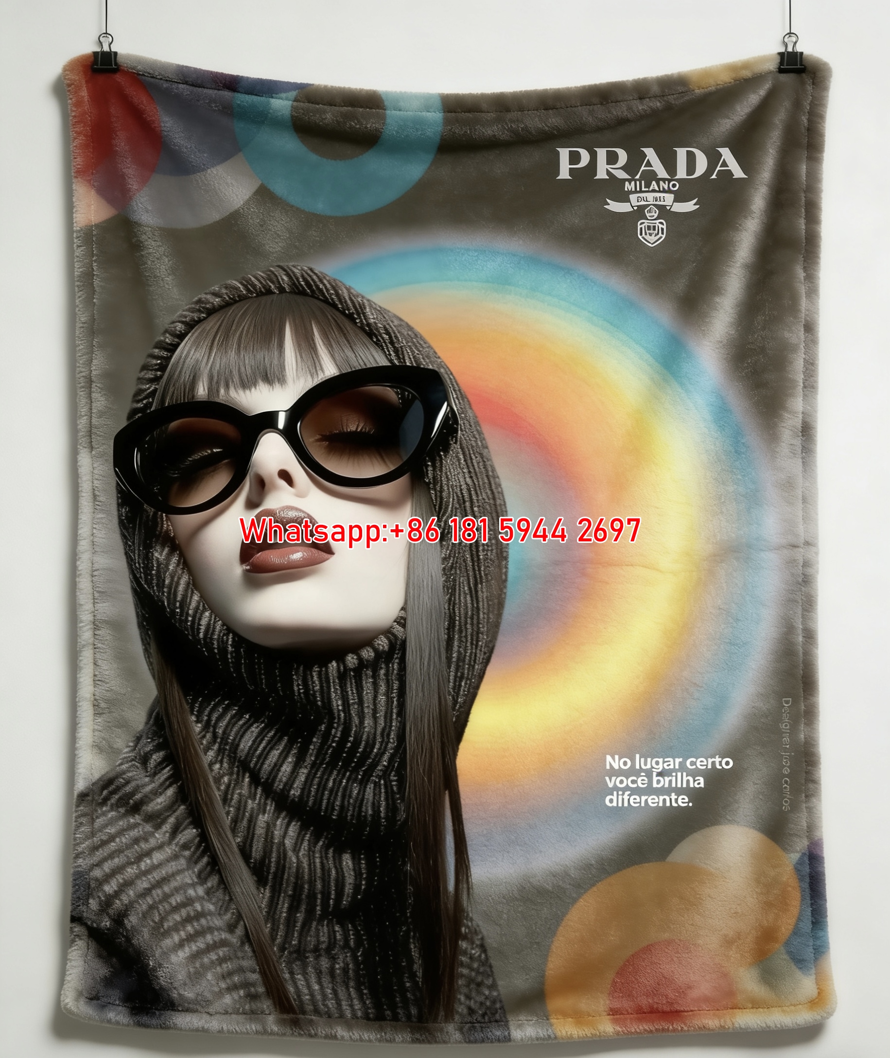 Prada Modern Fashion Print Flannel Sofa Throw Blanket Vibrant Color Gradient Premium Living Room Decor Blanket IMG_2825